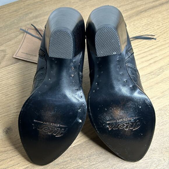 Allens Boots Black Goat Leather Reptile Cowboy Boots Bootie Size 8 - Picture 12 of 16